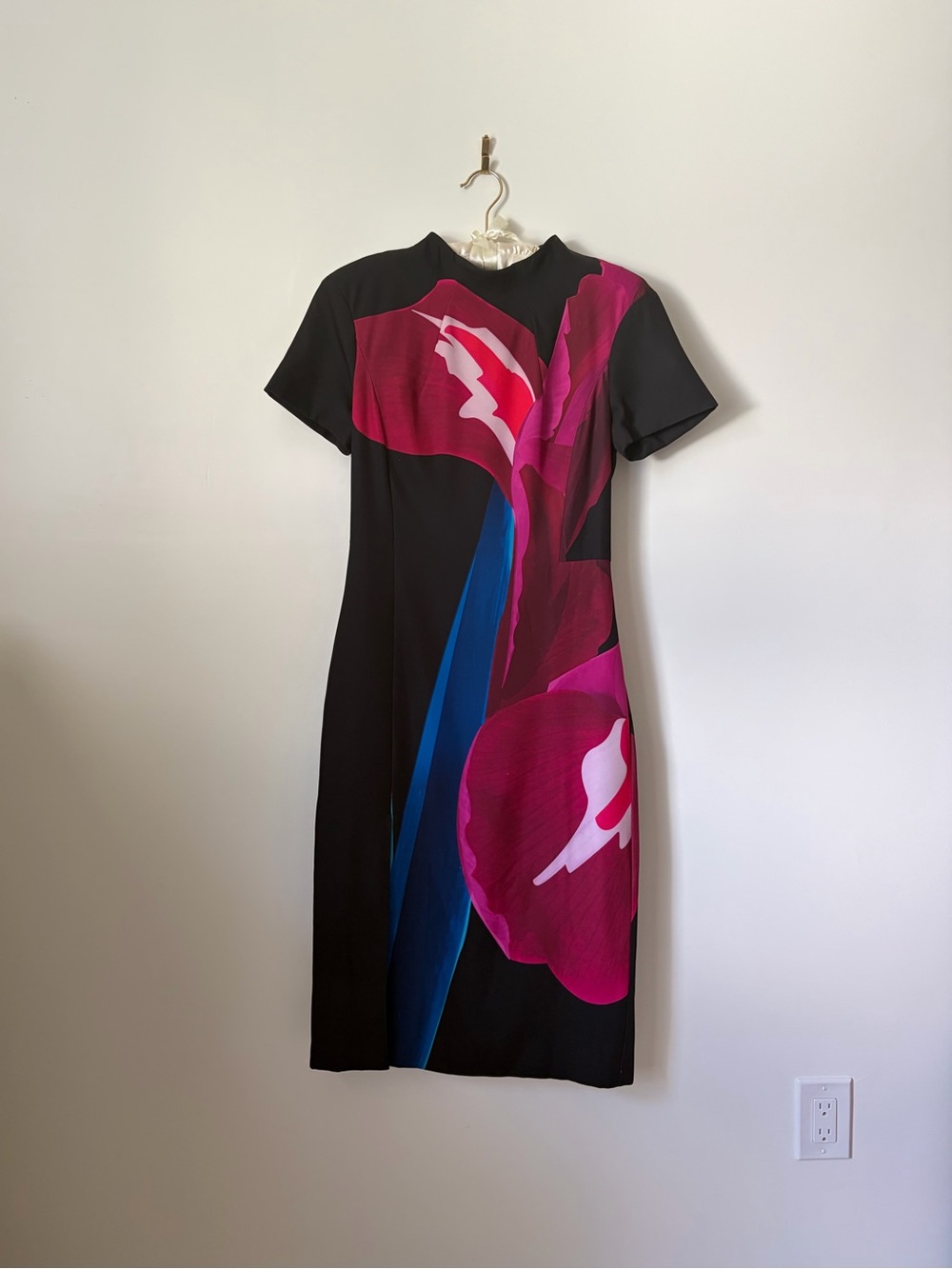 Ted Baker Sianne Floral Midi Dress Size 1 US 4 Black Pink